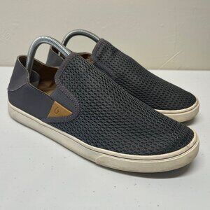 OluKai Pehuea Womens 10 Gray Blue Mesh Slip On Shoes Sneakers Comfort Beach